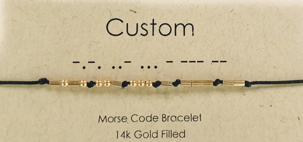 Morse Code Personalized Beaded Bracelet 14K Gold Filled