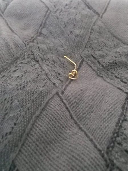 Heart Nose Ring, Heart Nose Stud, Helix, Tragus, Cartilage, Earring 14K Gold Filled