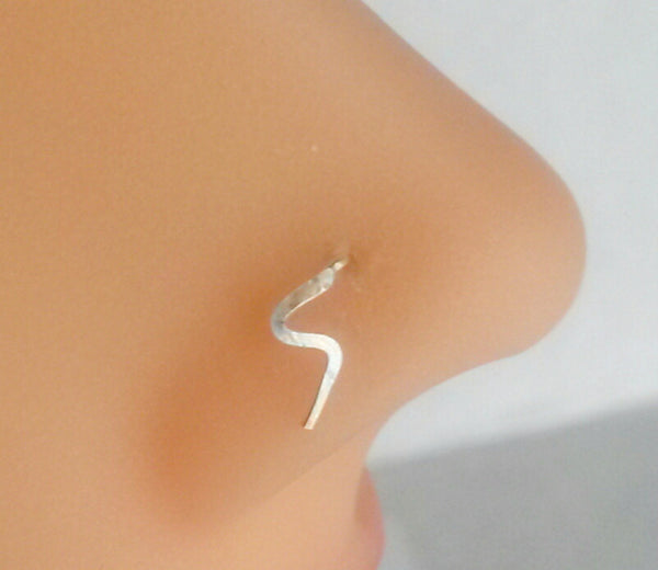 Lightning Nose Ring, Nose Stud, Sterling Silver, Helix, Tragus, Cartilage, Earring