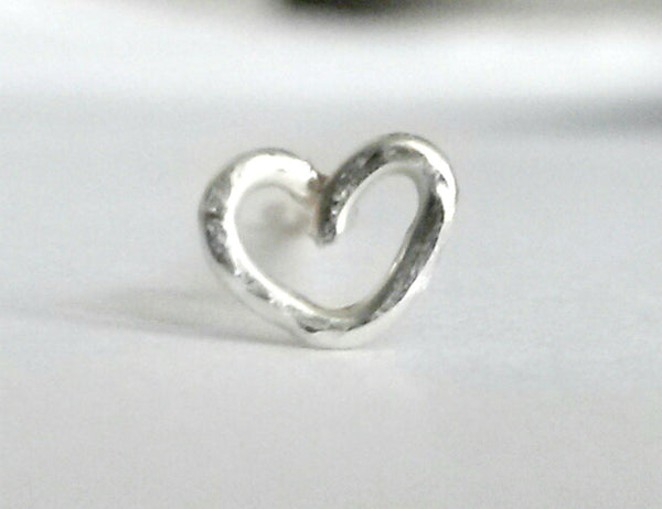Heart Nose Ring Sterling Silver, Heart Nose Stud, Helix, Tragus, Cartilage
