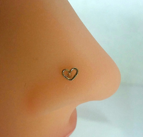 Heart Nose Ring, Heart Nose Stud, Helix, Tragus, Cartilage, Earring 14K Gold Filled