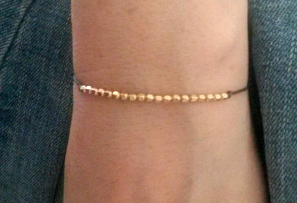 Small Minimalist Dainty Beaded Bracelet Adjustable Gold Filled