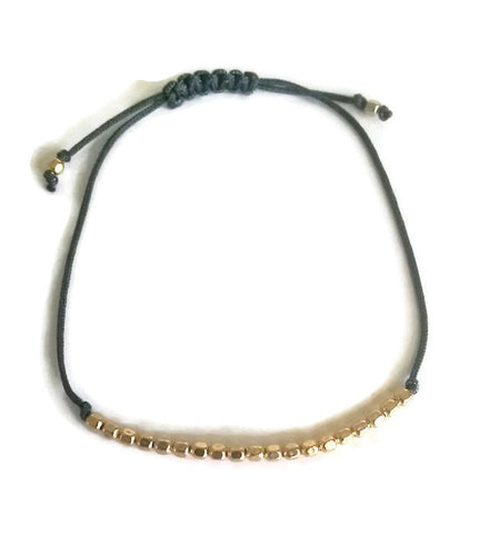 Small Minimalist Dainty Beaded Bracelet Adjustable Gold Filled
