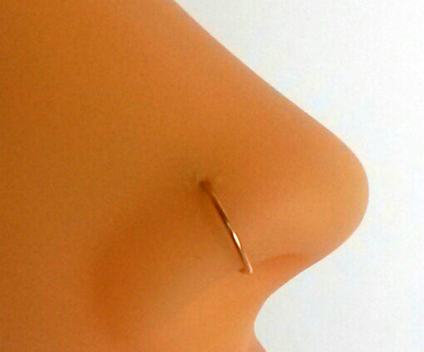 Fake Nose Ring,  Fake Nose Hoop, Non Pierced Hoop, Cartilage cuff, Lip Cuff  14K Rose Gold Filled