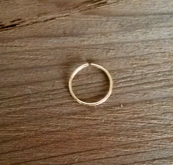 24  Gauge  Nose Ring, Nose Hoop, Textured, Hammered Helix, Tragus, Cartilage, Earring  14k Gold Filled  6mm, 7mm, 8mm, 9mm, 10mm