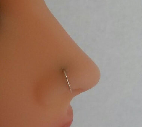 Silver Twisted Nose, Ear, Tragus, Cartilage Hoop 20 Gauge