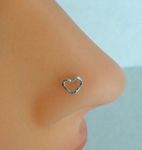Heart Nose Ring Nose Stud Sterling Silver