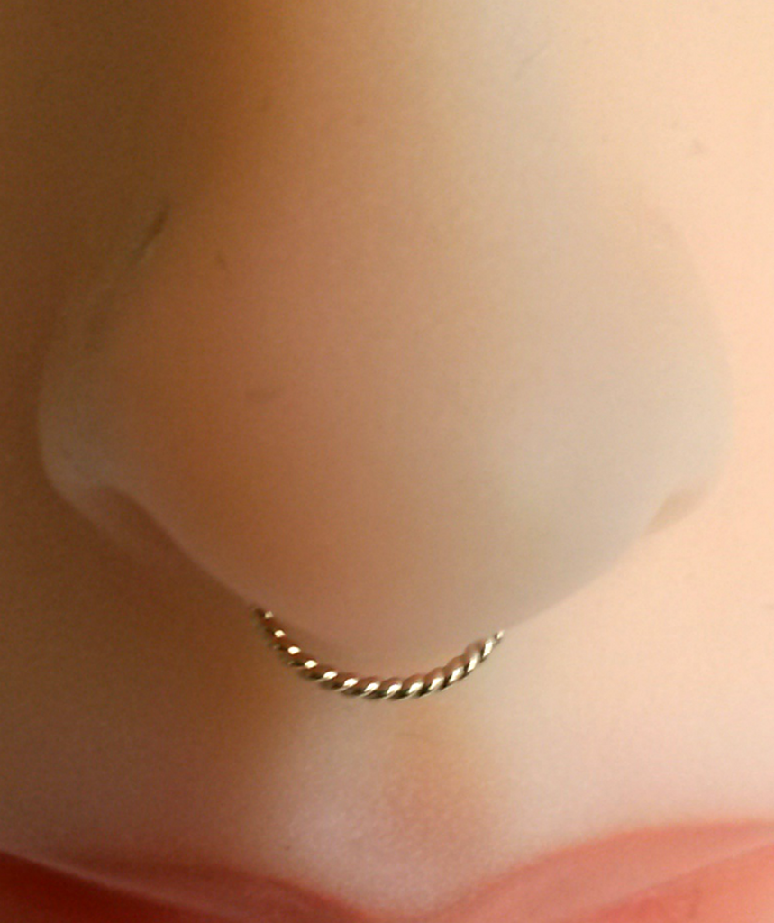 Septum ring, Septum hoop, Nose Ring, 14k Gold Filled Twisted