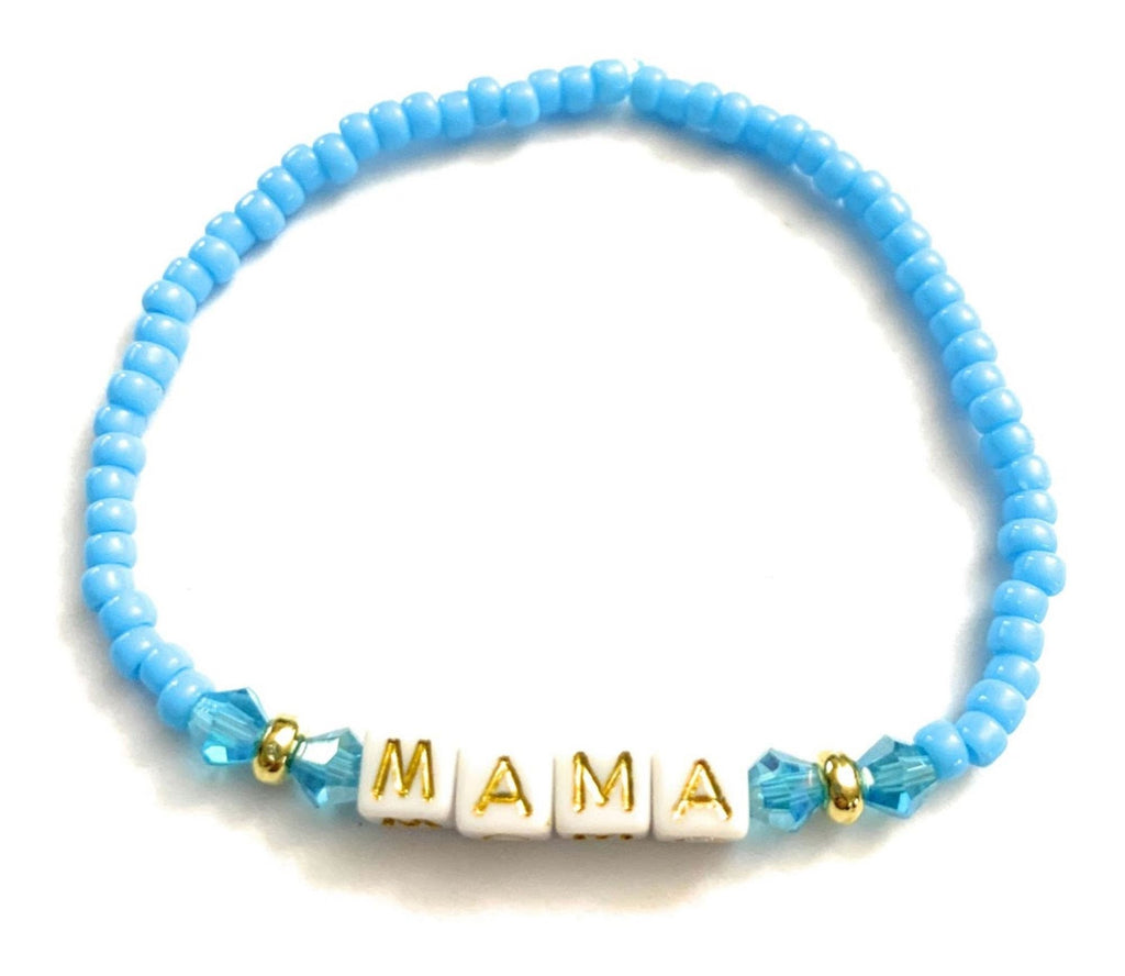 Personalized Blue Beaded Bracelet Choose Elastic or Cord