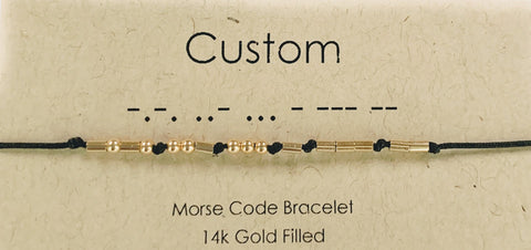 Morse Code Personalized Beaded Bracelet 14K Gold Filled