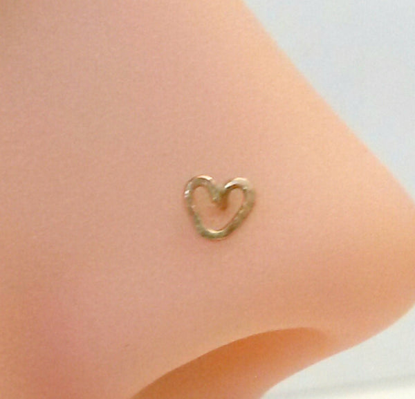 Heart Nose Ring, Heart Nose Stud, Helix, Tragus, Cartilage, Earring 14K Gold Filled
