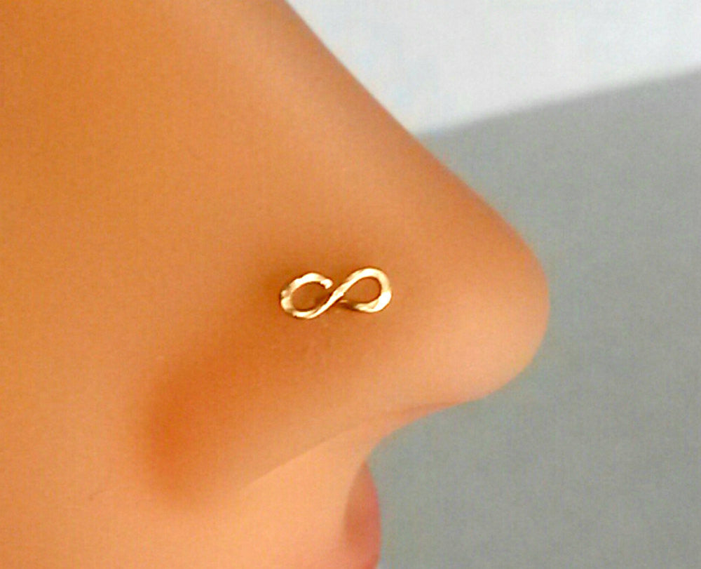 Infinity Nose Ring, Nose Stud, 14K Gold Filled Nose Stud, Helix, Tragus, Cartilage, Earring