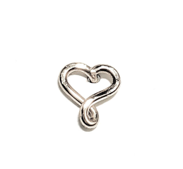 Heart Nose Ring, Sterling Heart Nose Stud, Swirl Heart, Helix, Tragus,Cartilage, Earring